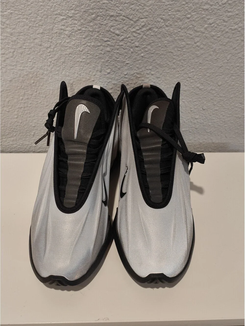 Nike Air Flightposite Basketball Shoes Silver Black Size 5